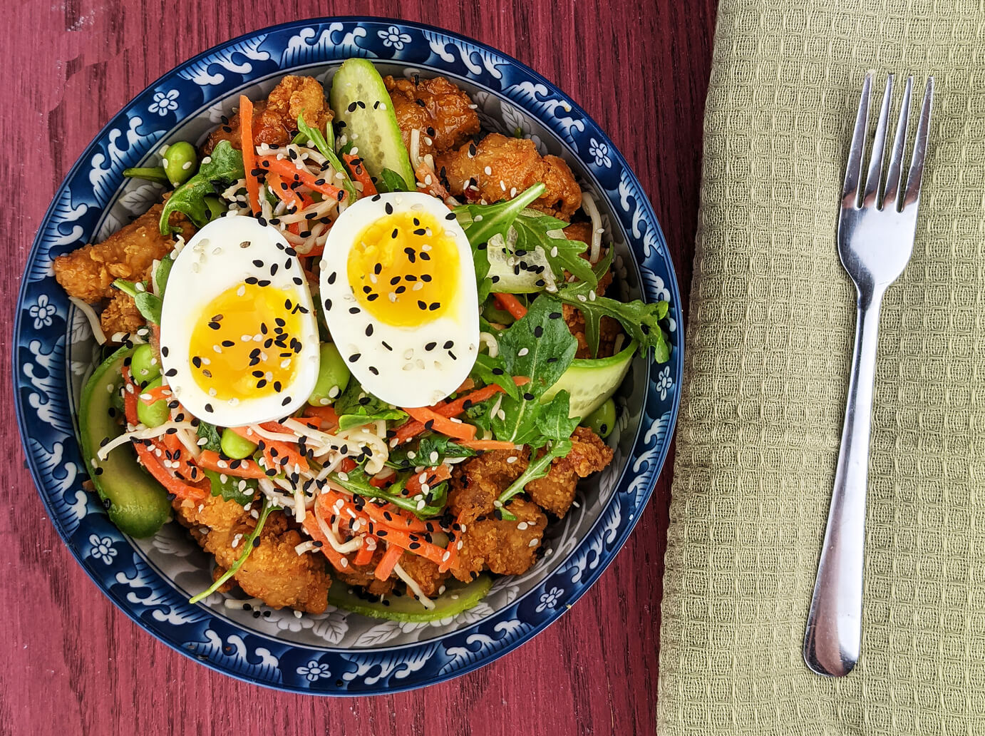 Ginger Miso Karaage Ramen Salad